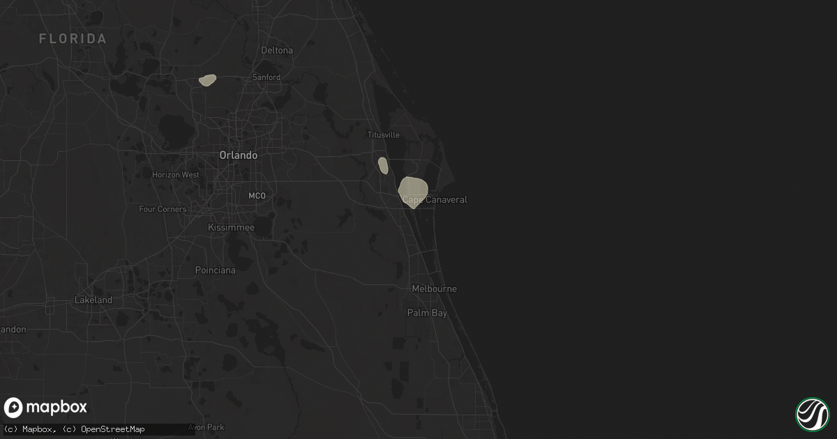 Hail map in Merritt Island, FL on October 26, 2025