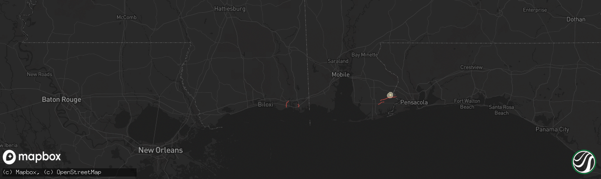 Hail map in Moss Point, MS on October 26, 2025