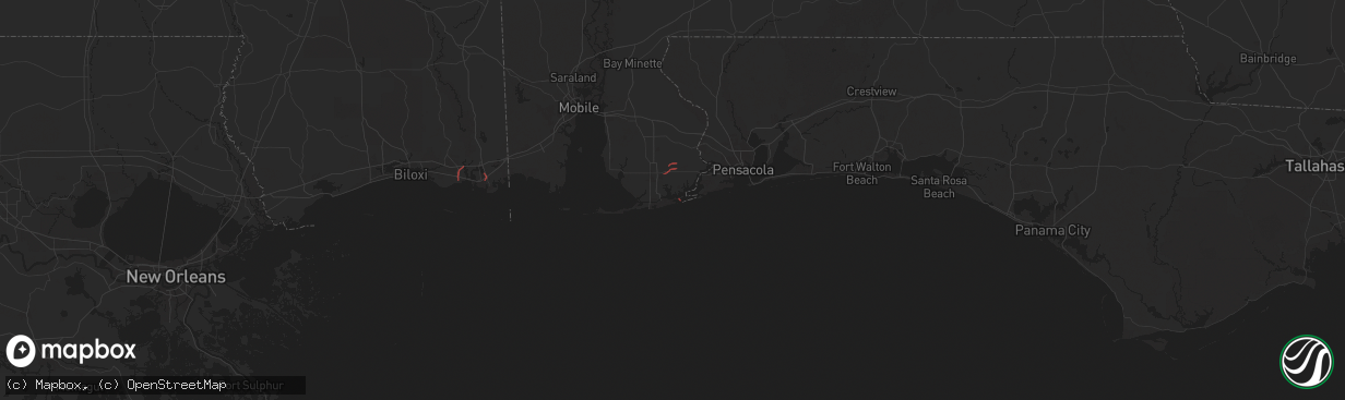 Hail map in Orange Beach, AL on October 26, 2025