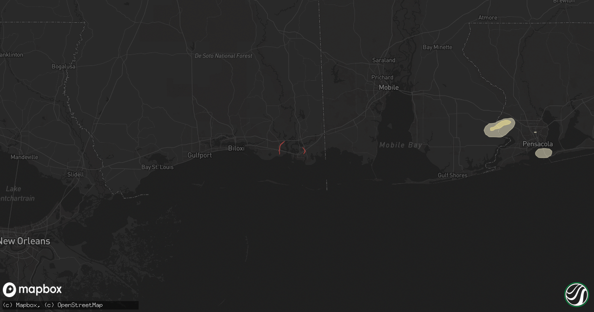 Hail map in Pascagoula, MS on October 26, 2025