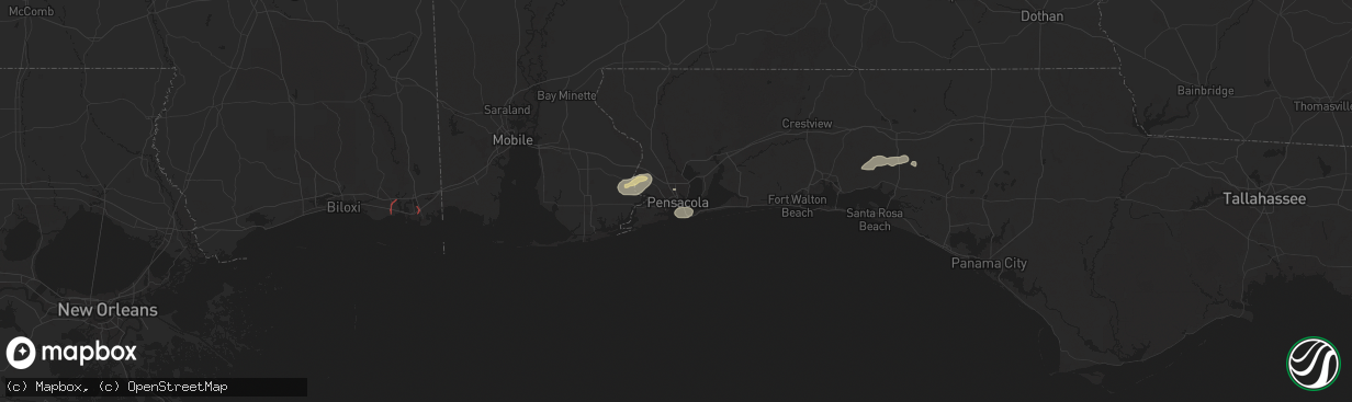Hail map in Pensacola, FL on October 26, 2025