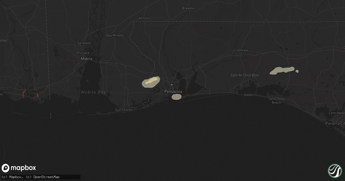 Hail map in Pensacola, FL on October 26, 2025