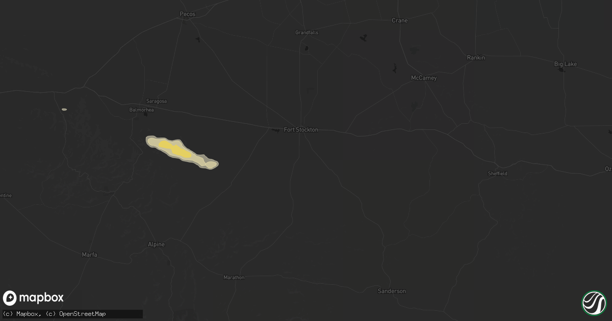 Hail map in Fort Stockton, TX on October 26, 2026