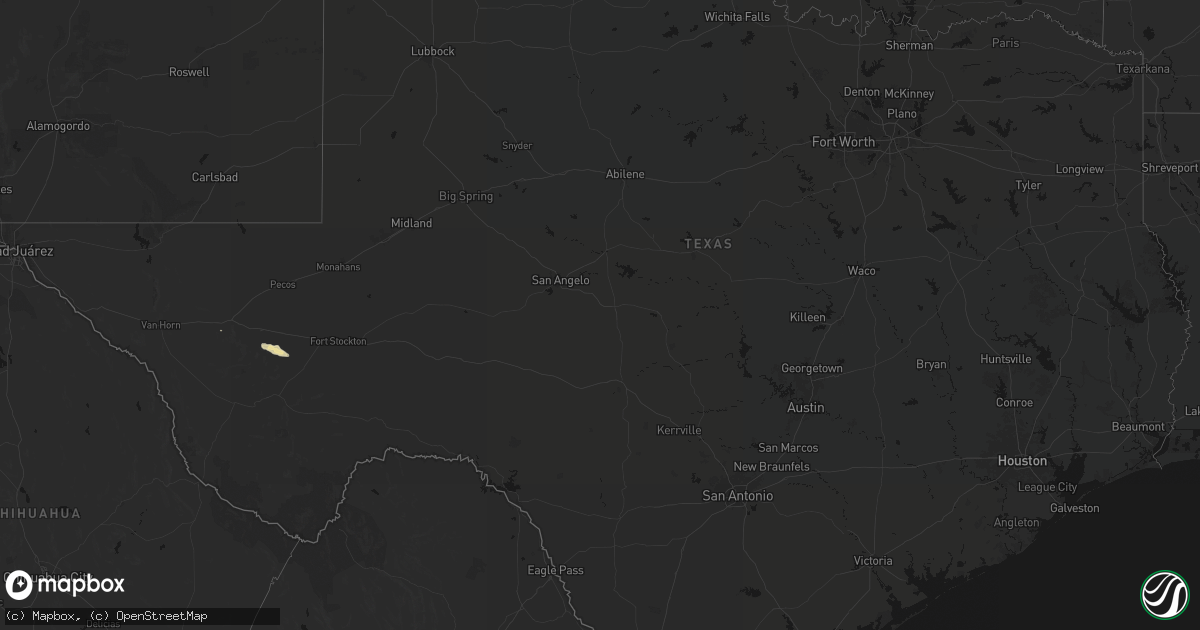 Hail map in Texas on October 26, 2026