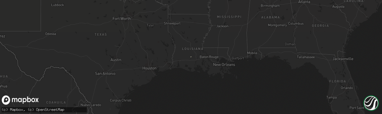 Hail map in Louisiana on October 27, 2017