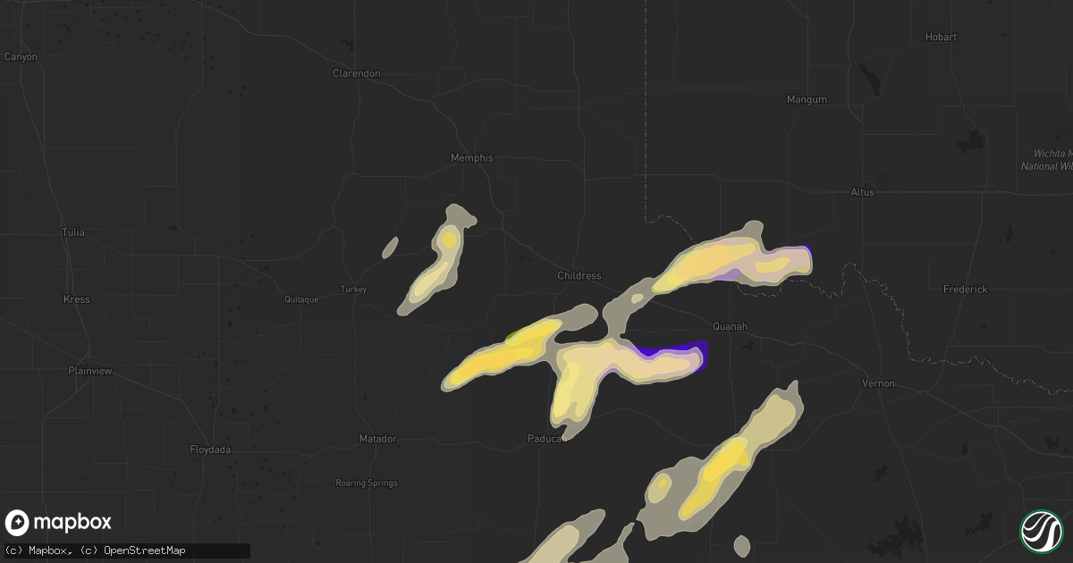 Hail map in Childress, TX on October 27, 2022