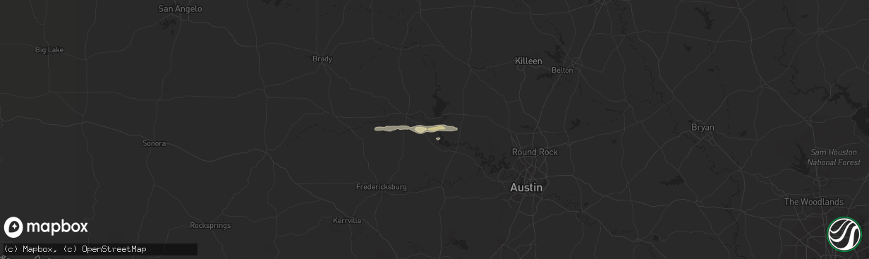 Hail map in Kingsland, TX on October 27, 2022