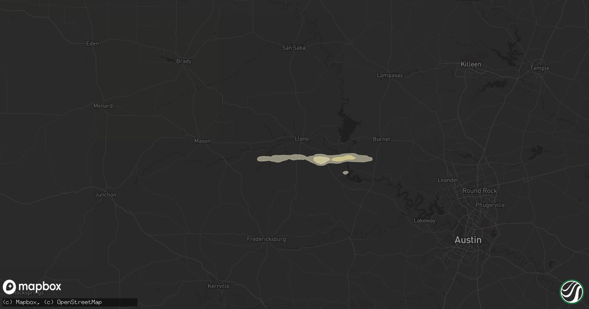Hail map in Llano, TX on October 27, 2022