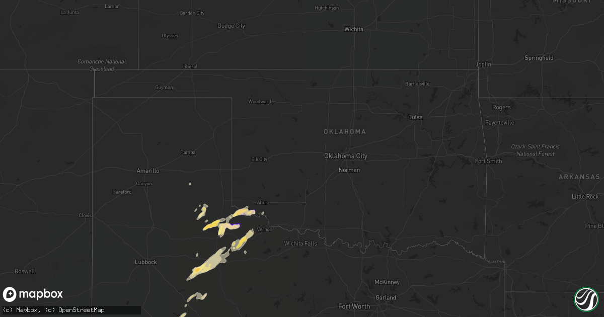 Hail map in Oklahoma on October 27, 2022