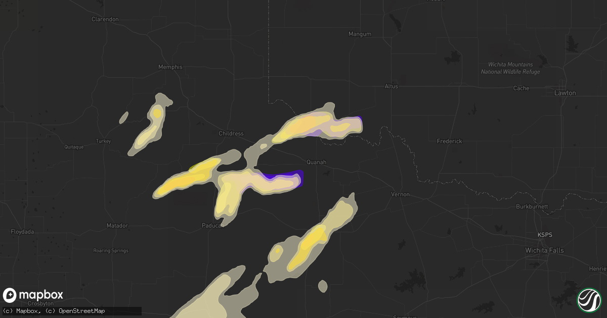 Hail map in Quanah, TX on October 27, 2022