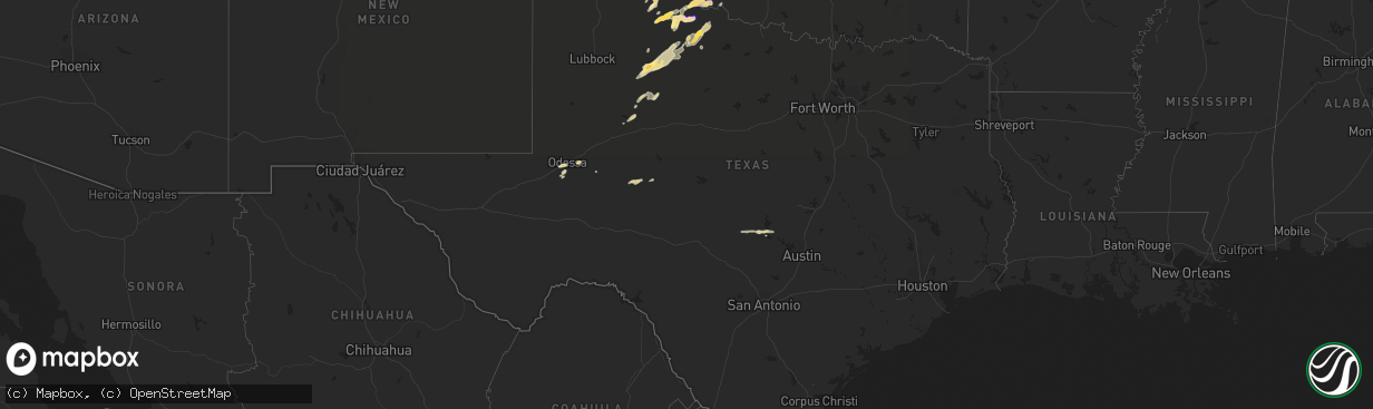 Hail map in Texas on October 27, 2022