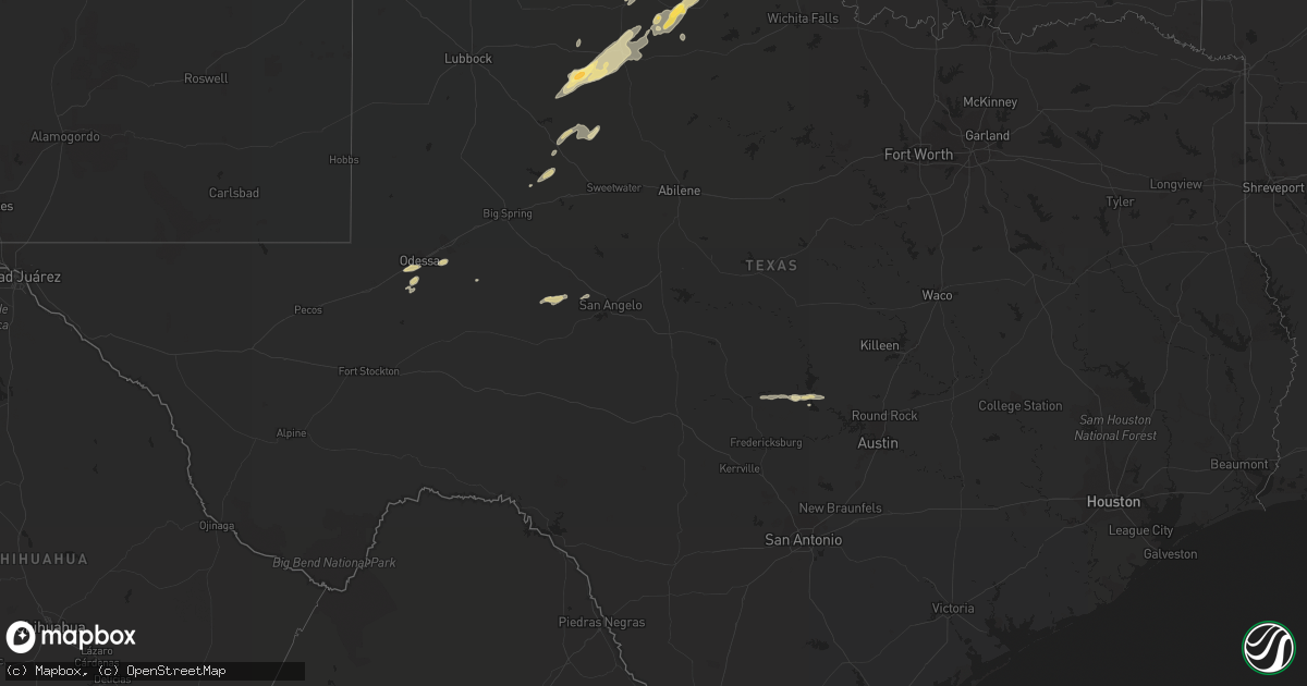 Hail map in Texas on October 27, 2022