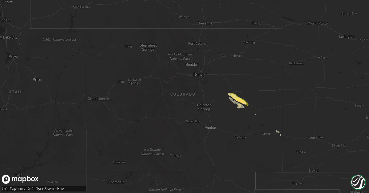 Hail map in Colorado on October 27, 2025