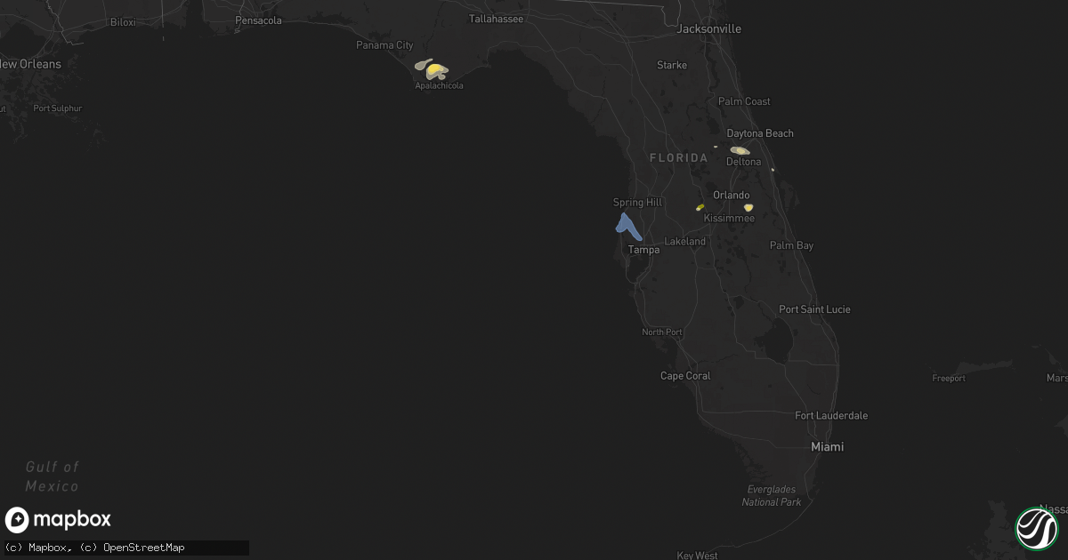 Hail map in Florida on October 27, 2025
