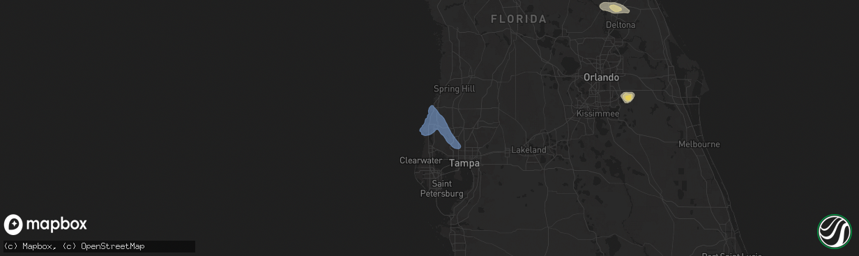 Hail map in Holiday, FL on October 27, 2025