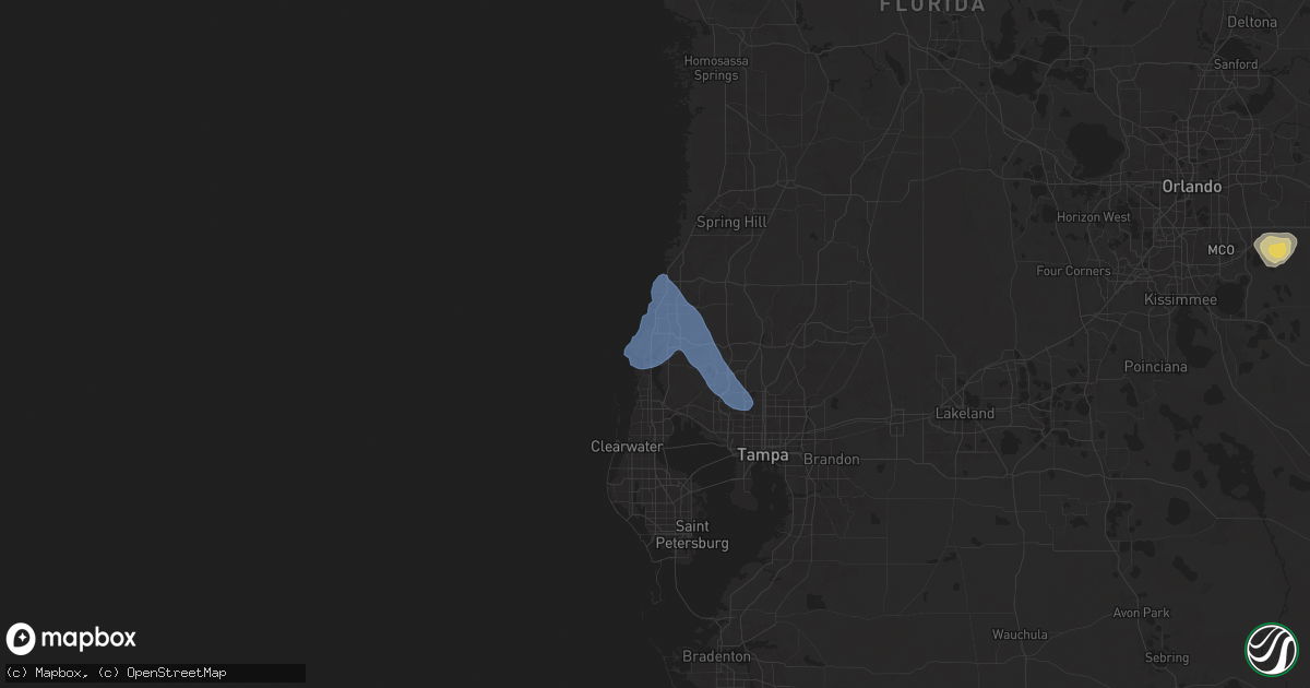 Hail map in Holiday, FL on October 27, 2025