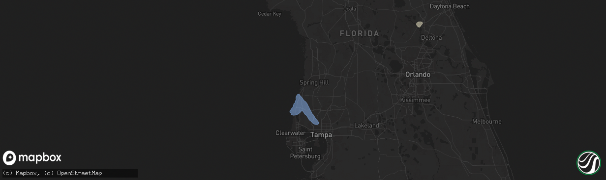 Hail map in Hudson, FL on October 27, 2025