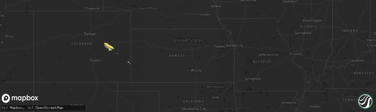 Hail map in Kansas on October 27, 2025