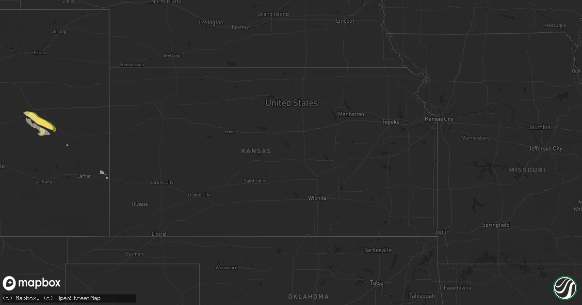 Hail map in Kansas on October 27, 2025