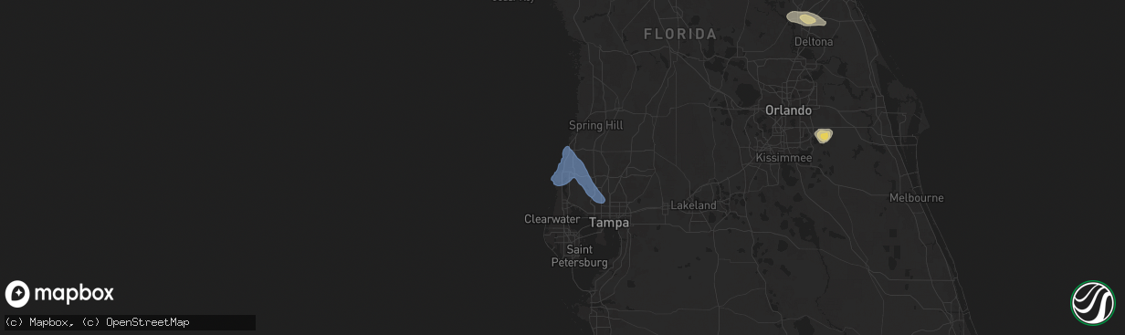 Hail map in New Port Richey, FL on October 27, 2025