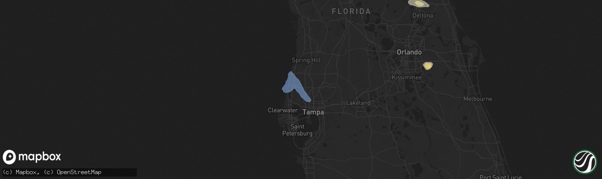 Hail map in Odessa, FL on October 27, 2025