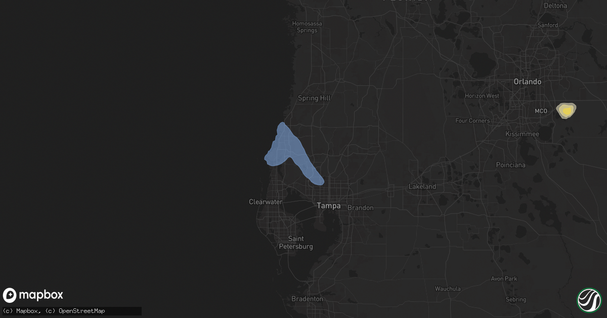 Hail map in Odessa, FL on October 27, 2025