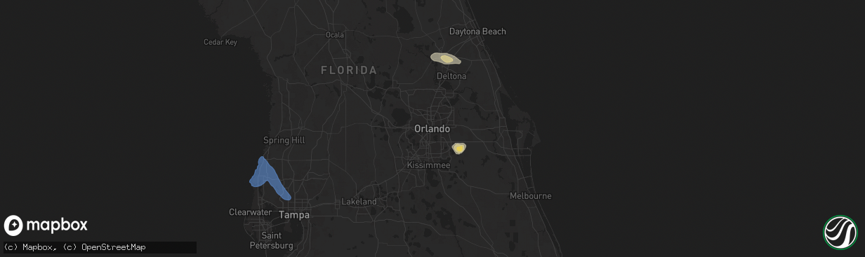 Hail map in Orlando, FL on October 27, 2025