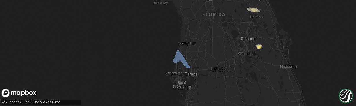Hail map in Port Richey, FL on October 27, 2025