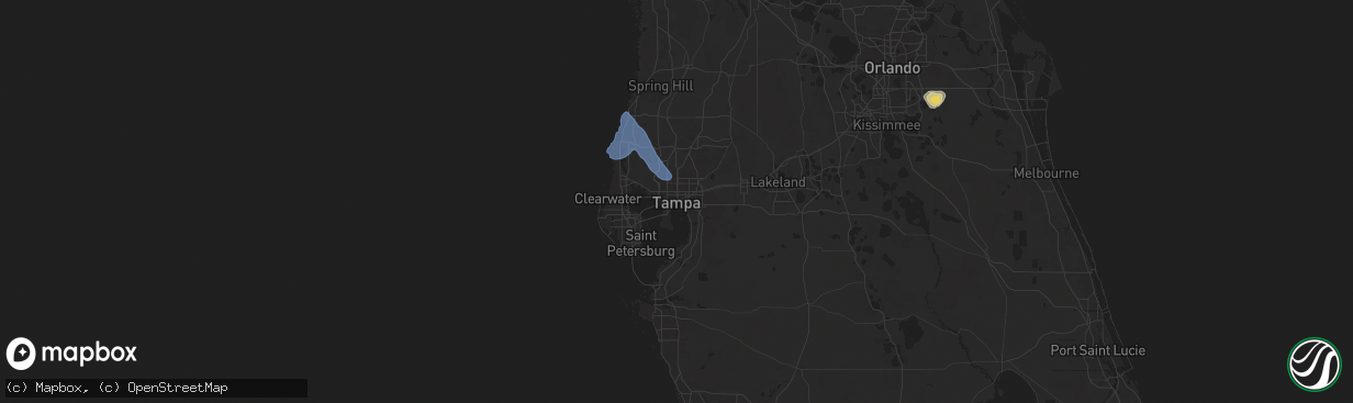 Hail map in Tampa, FL on October 27, 2025