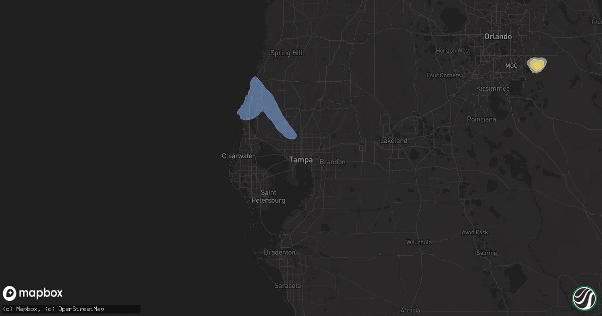 Hail map in Tampa, FL on October 27, 2025