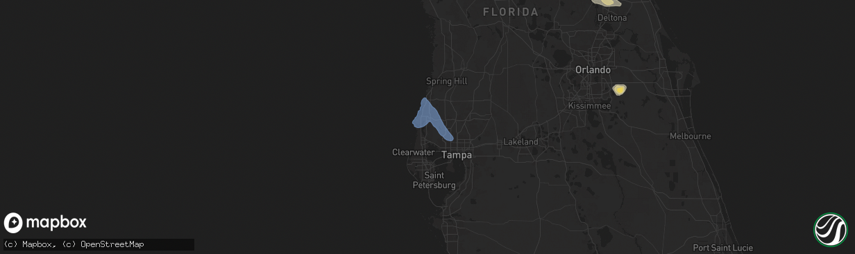 Hail map in Tarpon Springs, FL on October 27, 2025
