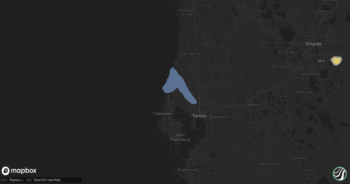 Hail map in Tarpon Springs, FL on October 27, 2025