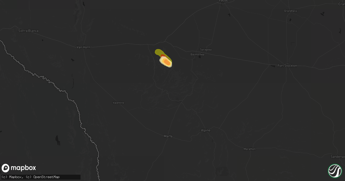 Hail map in Fort Davis, TX on October 27, 2026