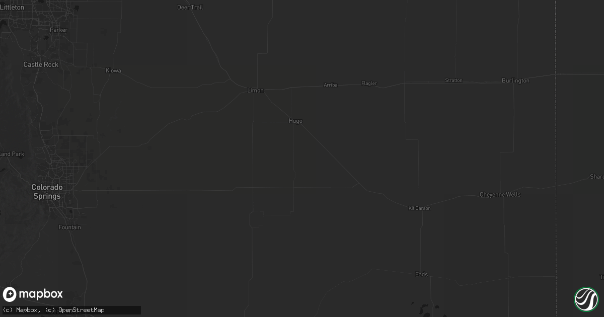 Hail map in Hugo, CO on October 27, 2026