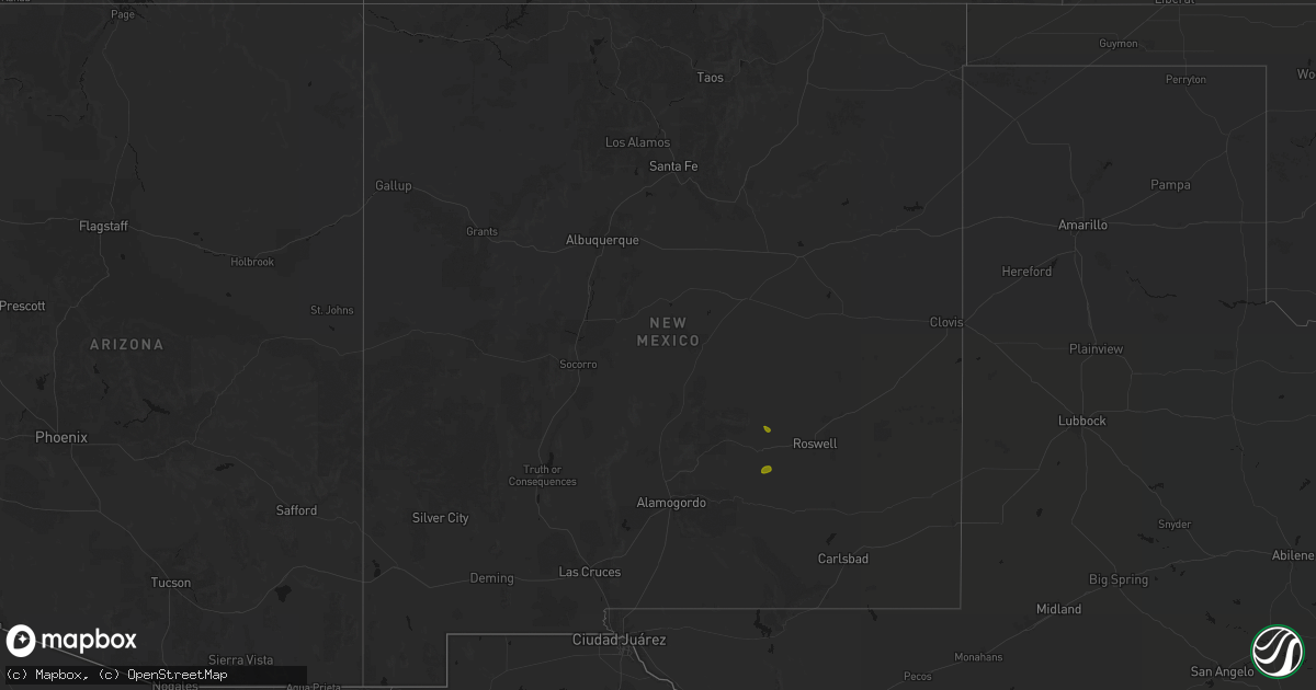 Hail map in New Mexico on October 27, 2026