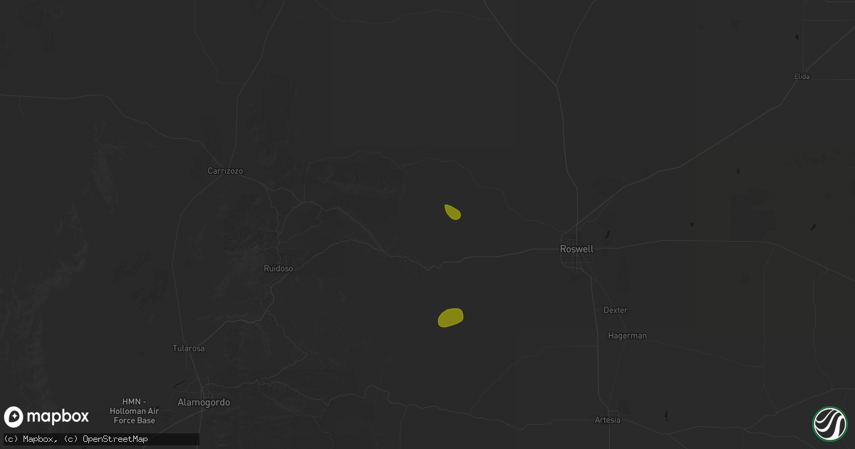 Hail map in Tinnie, NM on October 27, 2026