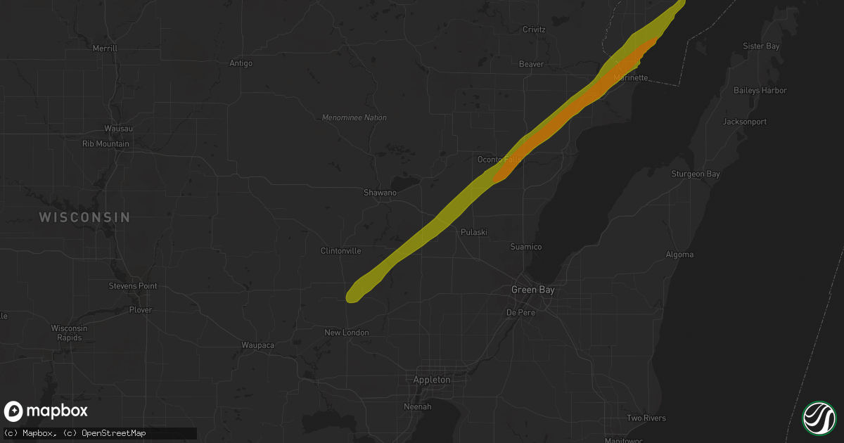Hail map in Bonduel, WI on October 28, 2014