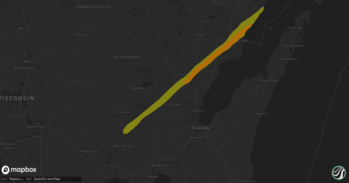Hail map in Krakow, WI on October 28, 2014