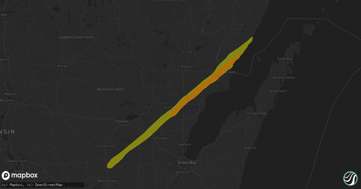 Hail map in Lena, WI on October 28, 2014