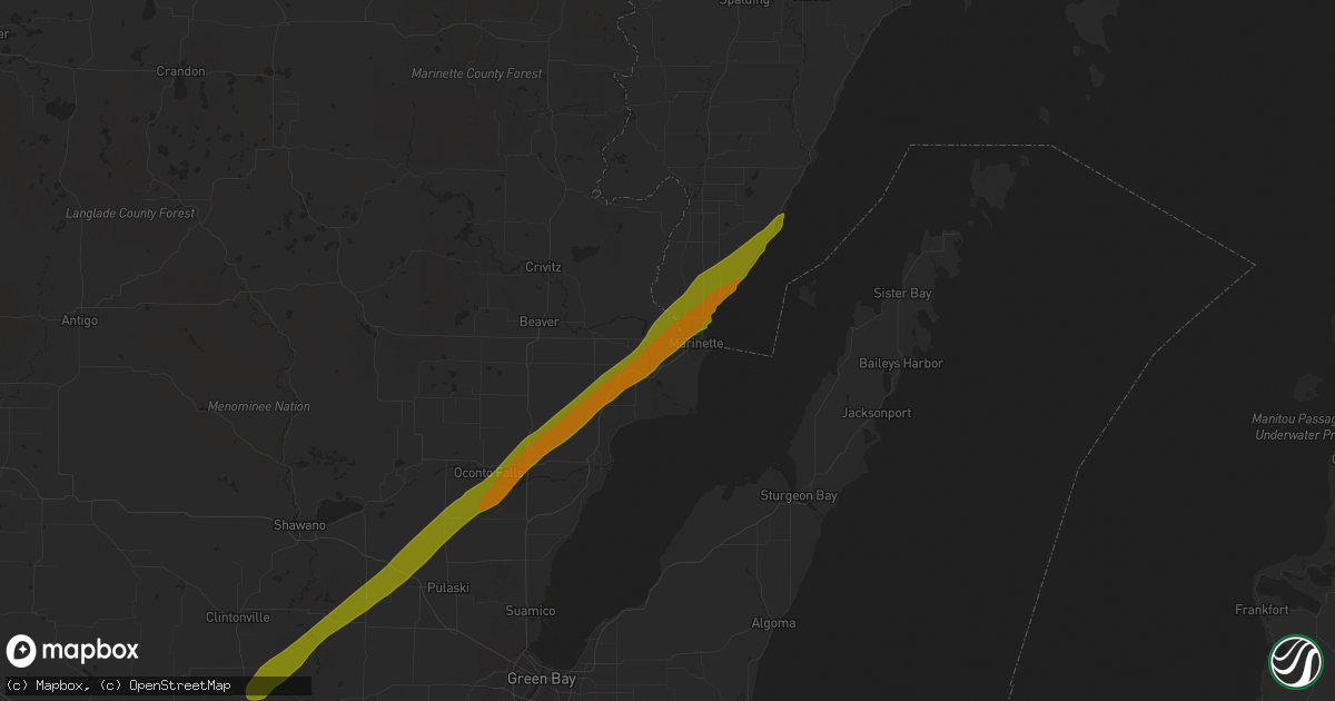 Hail map in Marinette, WI on October 28, 2014