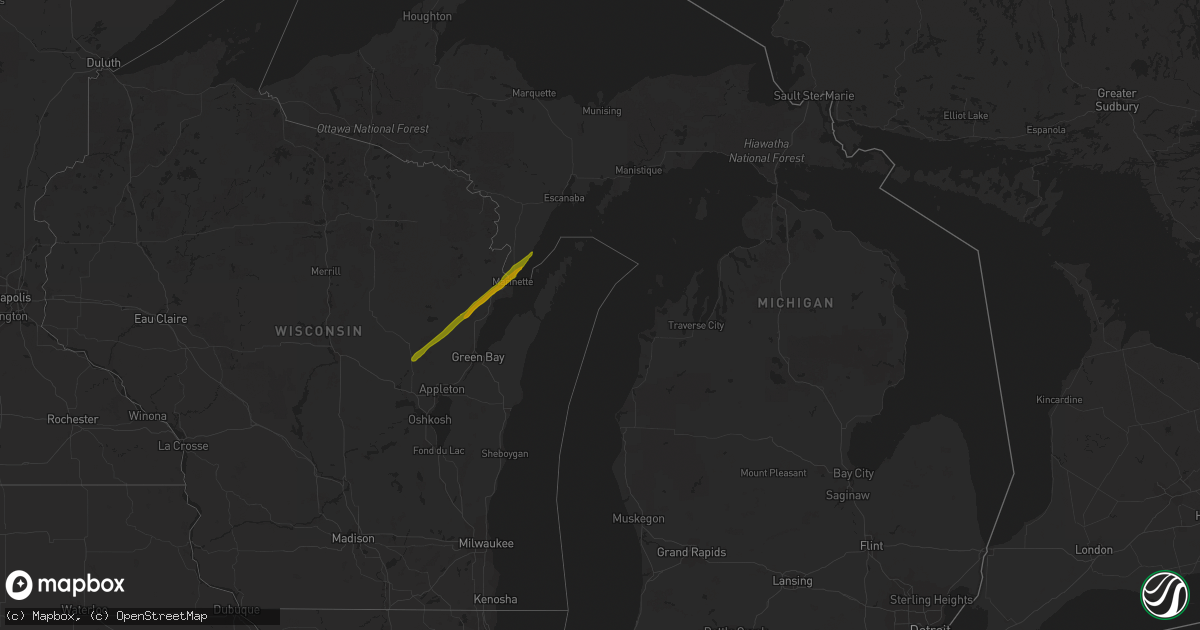 Hail map in Michigan on October 28, 2014