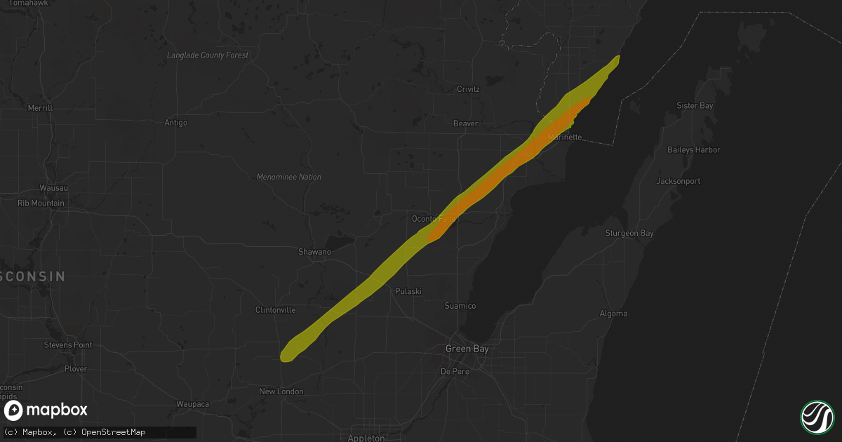 Hail map in Oconto Falls, WI on October 28, 2014