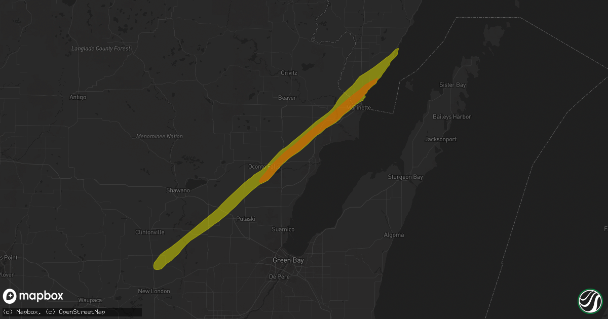 Hail map in Oconto, WI on October 28, 2014