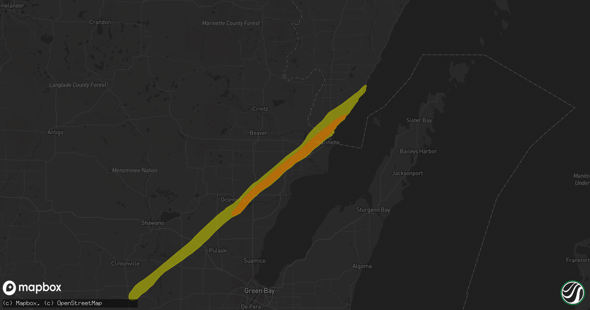 Hail map in Peshtigo, WI on October 28, 2014