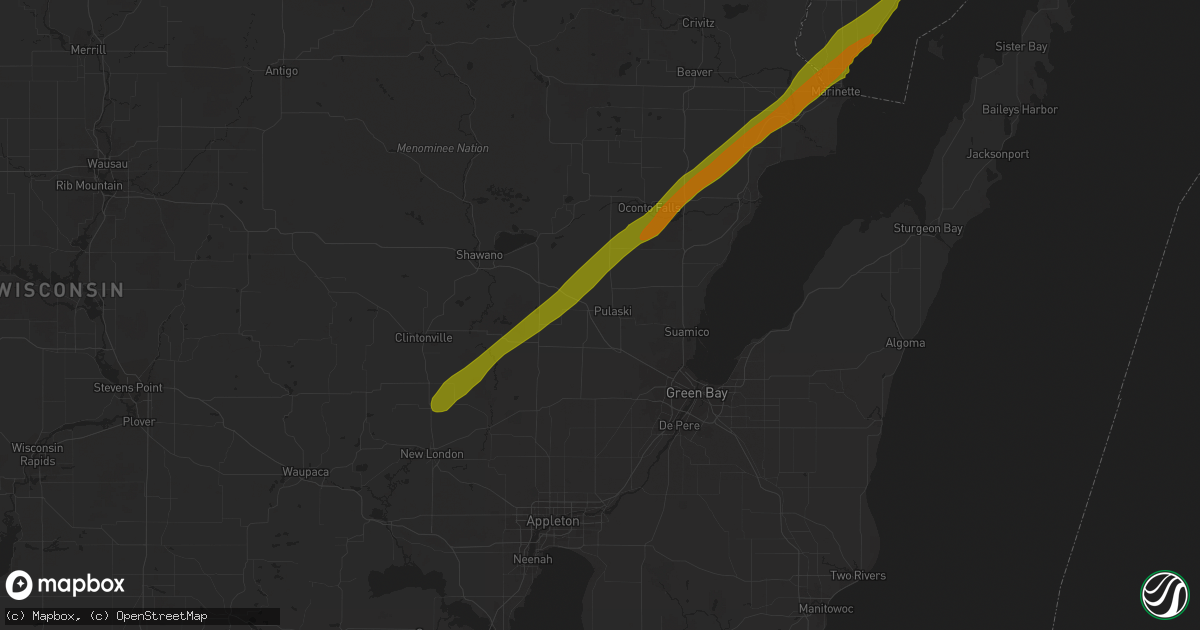 Hail map in Pulaski, WI on October 28, 2014