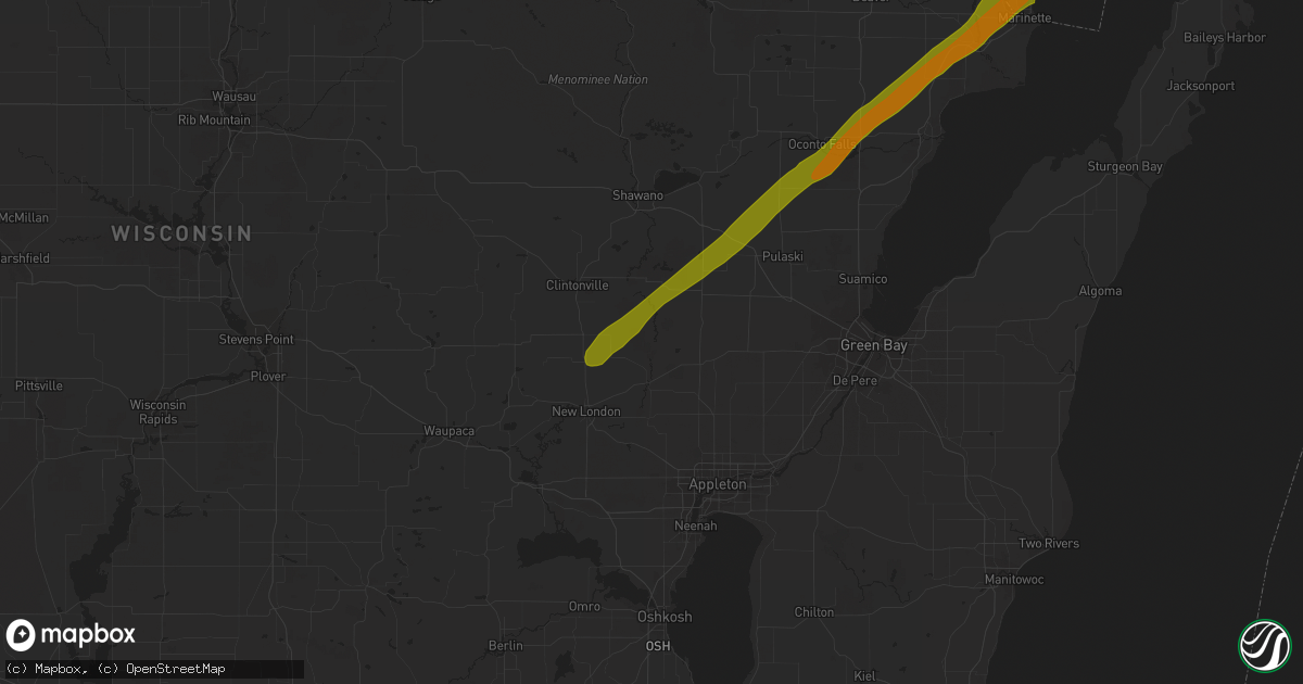 Hail map in Shiocton, WI on October 28, 2014