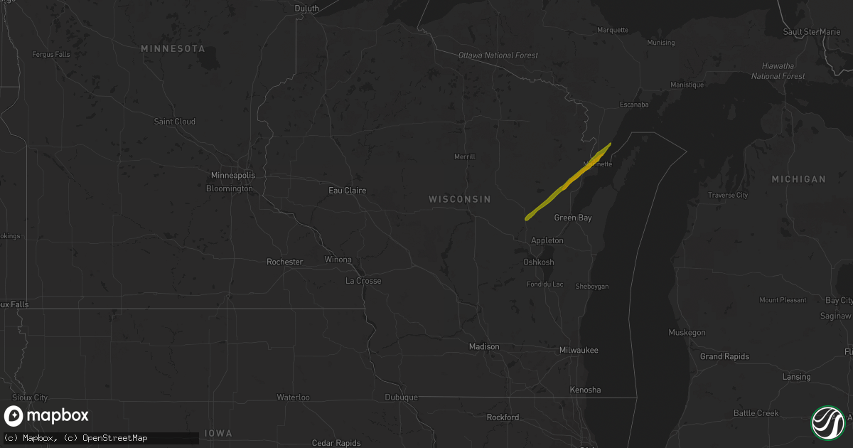 Hail map in Wisconsin on October 28, 2014