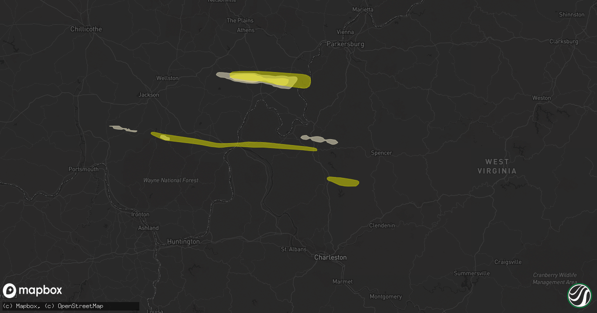 Hail map in Evans, WV on October 28, 2018