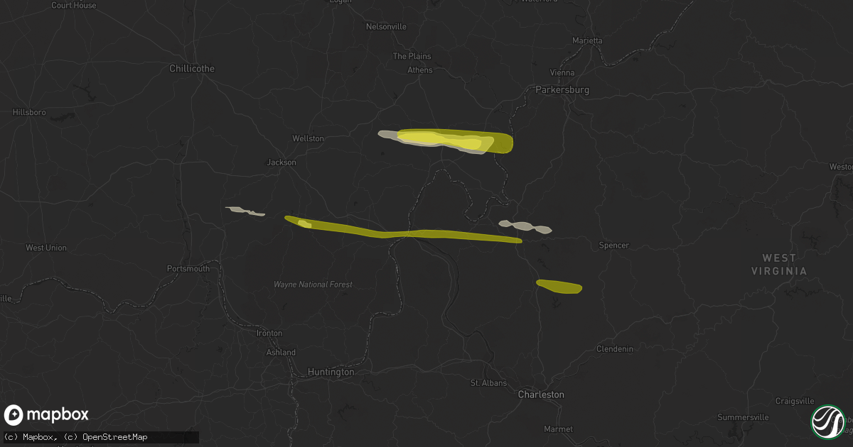 Hail map in Point Pleasant, WV on October 28, 2018