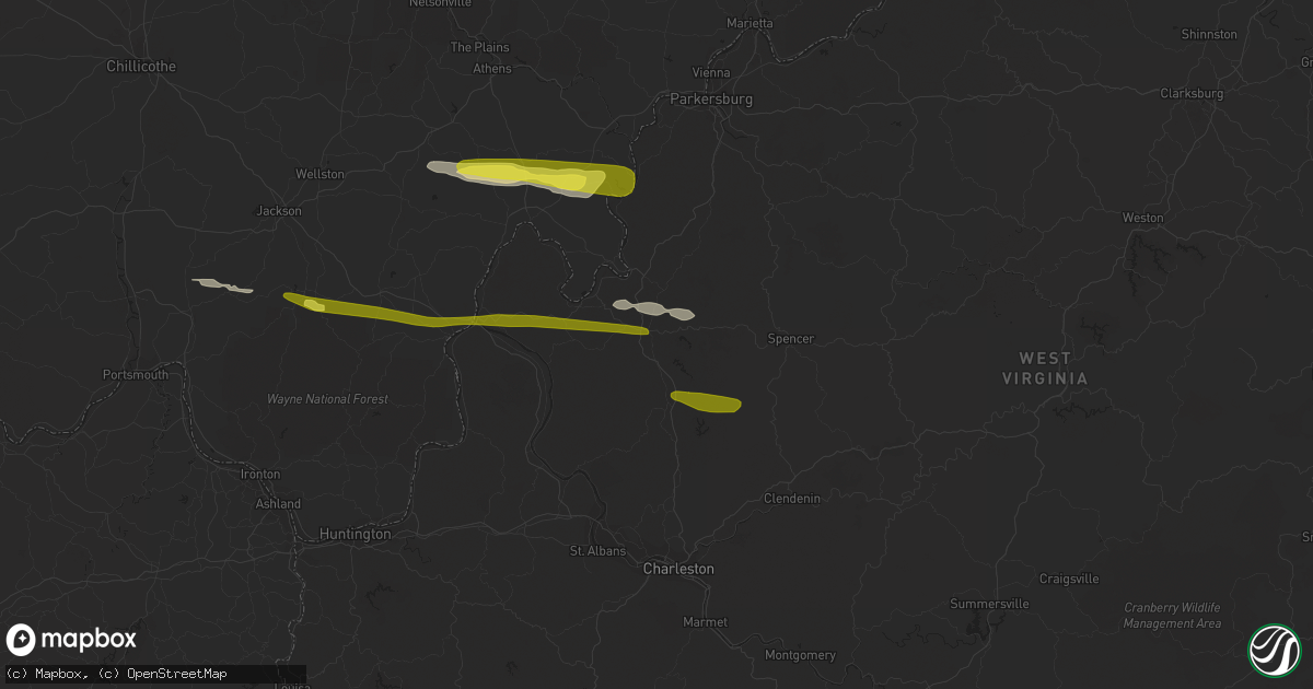 Hail map in Ripley, WV on October 28, 2018
